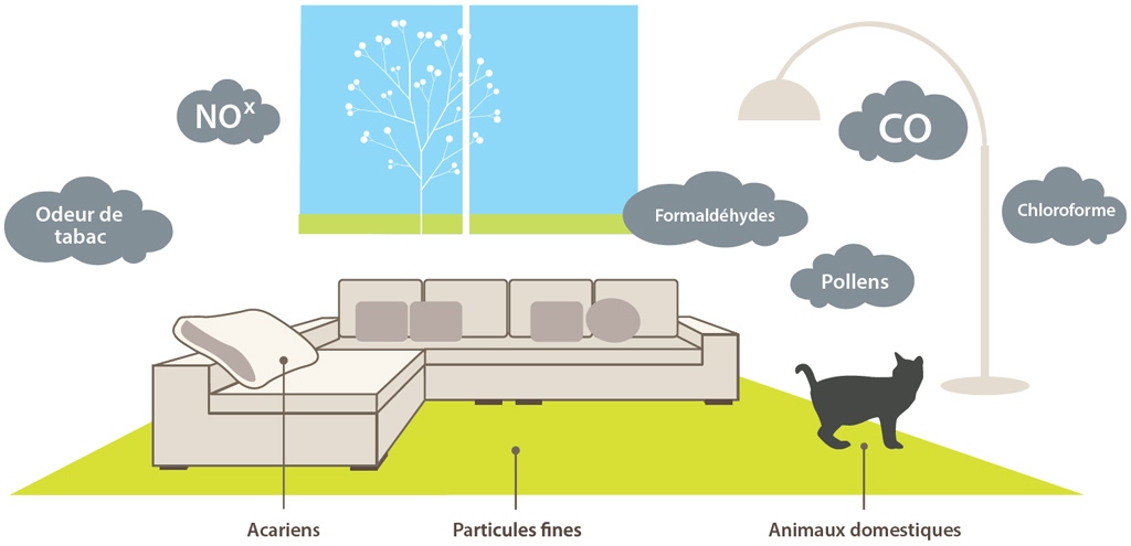 Illustration des polluants dans l'air